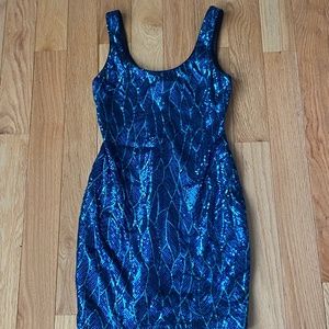 Blue/Teal Sequined Mermaid Bodycon Dress Size S
